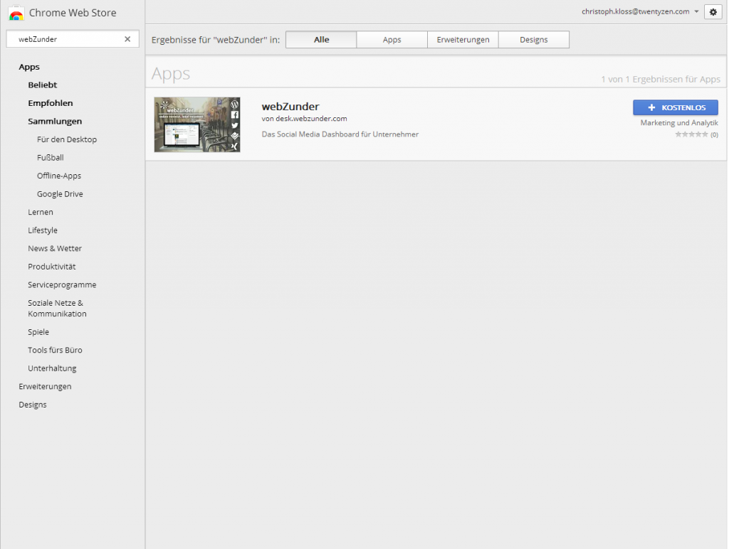 Chrome Web Store webZunder