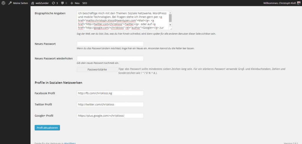 WordPress-Nutzerprofil