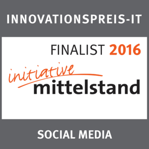 2016-social Signet des Innovationspreis-IT "Initiative Mittelstand" von 2016 für webZunder in der Kategorie "Social Media"