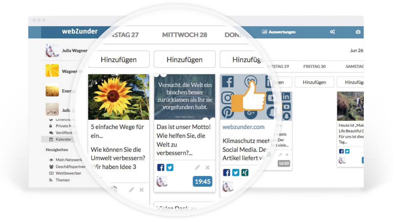 Social Media Planung mit webZunder Kalender