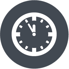 Icon einer Uhr, das verdeutlicht, dass Sie mit dem webZunder Social Media-Setup-Service schnell und unkompliziert alle Ihre Social Media-Profile aufgesetzt bekommen und Sie dabei viel Zeit sparen.
