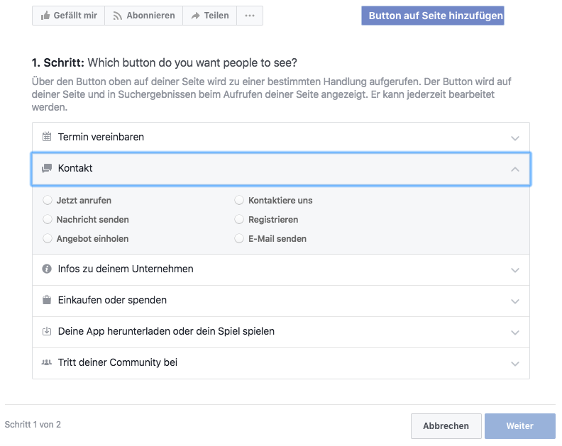 Facebook Call To Action Button ändern