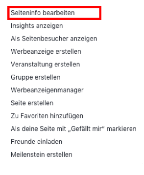 Facebook-Seiteninfo bearbeiten